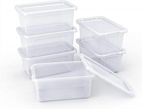 img 4 attached to Set Of 12 Clear Plastic Storage Bins With Lids - 5 Qt Capacity For Efficient Organizing | Small Stackable Cubby Containers (11.7 × 7.1 × 5.1 Inches) By GAMENOTE