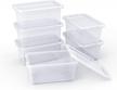 set of 12 clear plastic storage bins with lids - 5 qt capacity for efficient organizing | small stackable cubby containers (11.7 × 7.1 × 5.1 inches) by gamenote logo