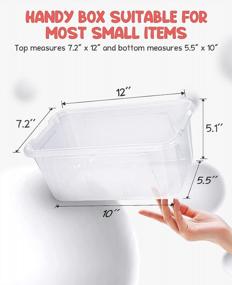 img 3 attached to Set Of 12 Clear Plastic Storage Bins With Lids - 5 Qt Capacity For Efficient Organizing | Small Stackable Cubby Containers (11.7 × 7.1 × 5.1 Inches) By GAMENOTE