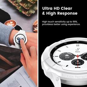img 1 attached to 3-In-1 Samsung Galaxy Watch 4 Classic 46Mm Accessories: TPU Bumper Case, Tempered Glass Screen Protector & Bezel Ring - White