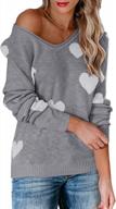 women's lightweight off shoulder heart print sweater knit shirt slouchy top logo