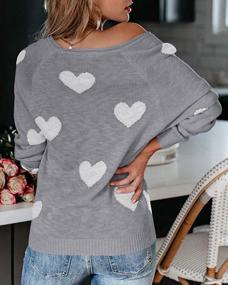img 1 attached to Women'S Lightweight Off Shoulder Heart Print Sweater Knit Shirt Slouchy Top