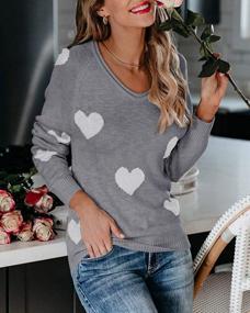 img 3 attached to Women'S Lightweight Off Shoulder Heart Print Sweater Knit Shirt Slouchy Top