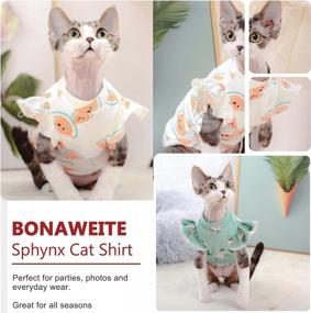 img 1 attached to Cotton Cat Wear Clothes Vest Shirt Skirt In Cute Watermelon Pattern For Hairless Cats Like Sphynx, Cornish Rex, Devon Rex, And Peterbald With Puff Sleeve By Bonaweite - Breathable And Adorable Dress