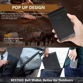 img 1 attached to Secure And Stylish: Men'S Black Leather Bifold Wallet With RFID Blocking And ID Window