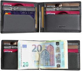 img 3 attached to Secure And Stylish: Men'S Black Leather Bifold Wallet With RFID Blocking And ID Window
