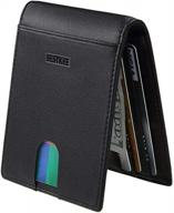 secure and stylish: men's black leather bifold wallet with rfid blocking and id window логотип