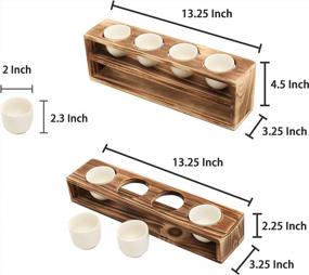 img 2 attached to Charming Rustic Mini Plant Pot Set With Tiered Stand - 10 Piece Kit Of White Ceramic Planters And Burnt Wood Stands