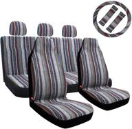 10pc baja blanket полный набор чехлов для сидений в этническом стиле, грубая льняная ткань, передние и задние чехлы для сидений с чехлом на руль и amp логотип