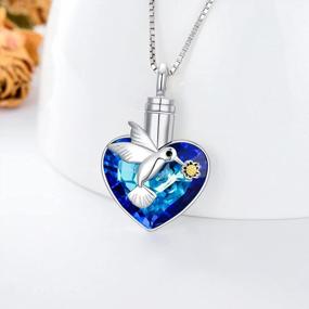 img 2 attached to Stunning S925 Sterling Silver Heart Urn Necklace Embellished With Swarovski Crystals - Keepsake Memorial Jewelry For Ashes With Necklace, Pin, And Funnel Included From AOBOCO