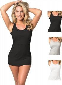 img 4 attached to Ribbed Racerback Tank Tops For Women - Pack Of 3 Emprella Tanks
