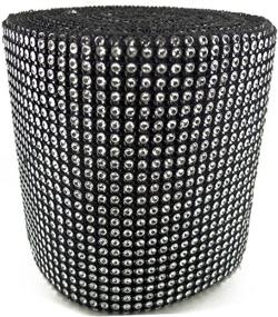 img 1 attached to 4.5" X 10 Yards Black/Silver Rhinestone Diamond Mesh Wrap Roll For Crafts, Decorations, Parties & Weddings - All Purpose Ribbon