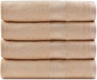 indulge in luxury with cc caihong's natural bamboo bath towel set - ultra soft, absorbent, and silky (4 pack, 27 x 55 inch, camel) logo