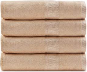 img 4 attached to Indulge In Luxury With CC CAIHONG'S Natural Bamboo Bath Towel Set - Ultra Soft, Absorbent, And Silky (4 Pack, 27 X 55 Inch, Camel)