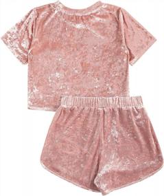 img 3 attached to Velvet Crop Top And Shorts Pajama Set For Women By MakeMeChic