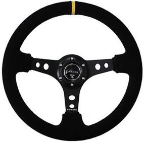 img 1 attached to 🔳 NRG Steering Wheel - Model 06 Deep Dish - 350mm Diameter (13.78 inches) - Black Suede with Black Spokes and Yellow Stripe - Part Number ST-006S-Y