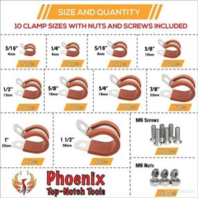 img 2 attached to Phoenix Top-Notch Tools: 100pcs Red Assortment Kit, Premium 304 Stainless Steel Cushion Cable Clamps, Hose Clamps, and Brake Line Clamps in 10 Sizes