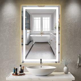 img 4 attached to Hykolity 36 X 24 Inch LED Bathroom Mirror With Front And Backlit Lights, 2700-6500K Dimmable Wall Mirrors With Anti-Fog, Shatter-Proof, Memory, CRI90+, Horizontal/Vertical Lighted Bathroom Mirror