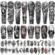 bold full arm 3d waterproof temporary tattoos for men and women - lion, tiger, flowers, skeletons, and more! logo