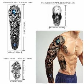 img 3 attached to Bold Full Arm 3D Waterproof Temporary Tattoos For Men And Women - Lion, Tiger, Flowers, Skeletons, And More!