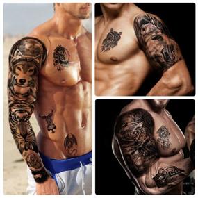 img 2 attached to Bold Full Arm 3D Waterproof Temporary Tattoos For Men And Women - Lion, Tiger, Flowers, Skeletons, And More!