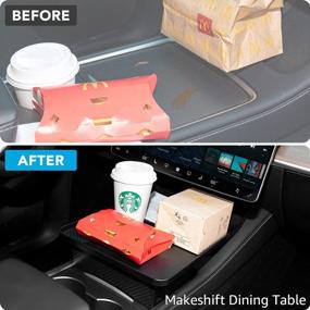 img 3 attached to Motrobe Tesla Center Console Tray For Model Y Model 3 Eating Table For Placing Essentials Autopilot Traffic Jam Charging Stations Black 2021-2023