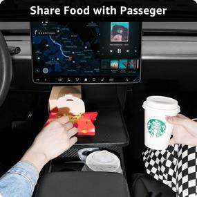 img 2 attached to Motrobe Tesla Center Console Tray For Model Y Model 3 Eating Table For Placing Essentials Autopilot Traffic Jam Charging Stations Black 2021-2023