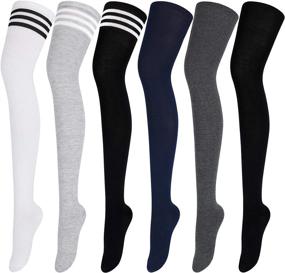 img 4 attached to 6 Pairs Extra Long Socks: Thigh High Stockings For Women - Aneco