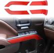 voodonala for 2014-2018 chevy silverado gmc sierra inner door handle trim accessories, abs red 4pcs logo