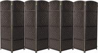 sorbus diamond weave room divider: extra wide 6ft. tall privacy screen - 8 panel espresso brown foldable partition wall with double hinges логотип