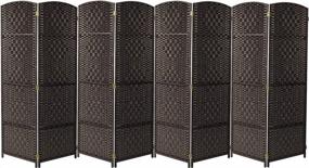 img 4 attached to Sorbus Diamond Weave Room Divider: Extra Wide 6Ft. Tall Privacy Screen - 8 Panel Espresso Brown Foldable Partition Wall With Double Hinges