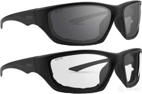 img 3 attached to Epoch Foam-3 Padded Motorcycle Sunglasses - Black Frames (1 Smoke Lens, 1 Clear Lens)