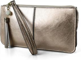 img 4 attached to Women'S Genuine Leather Wristlet Clutch Wallet: Multi-Card Organizer With Cell Phone Pocket And Purse