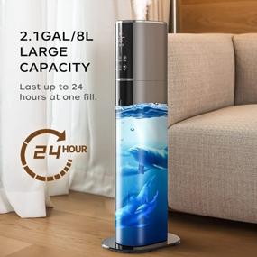 img 1 attached to PURJOY Ultrasonic Humidifier for Large Room Cool Mist Whole House Bedroom 2.38Gal/9L - Top Fill, Essential Oil Tray, Quiet, Easy Clean - Grey