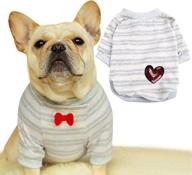 🐶 french bulldog embroidered cotton dog shirts pet puppy t-shirt clothing outfit apparel coats tops (stripe, medium) логотип