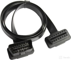 img 1 attached to 🔌 Mo-Co-So Low Profile OBD 2 II Extension with Flat Ribbon Cable - 3ft/1m, Right/Left Angle