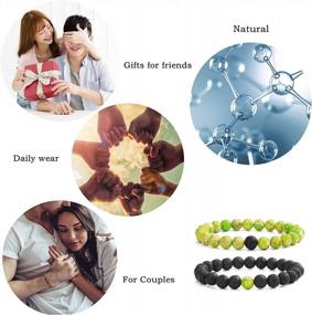 img 3 attached to MengPa Mens Beaded Bracelet Set Lava Rock Beads Couples Matching Jewelry For Women