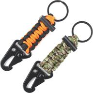 🔥 detuck paracord keychain carabiner 2pcs pack: ultimate survival tool with fire starter логотип