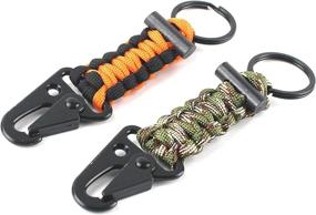 img 2 attached to 🔥 DETUCK Paracord Keychain Carabiner 2PCS Pack: Ultimate Survival Tool with Fire Starter