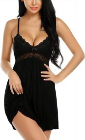 img 3 attached to Ababoon Lace Modal Nightgown: Women'S V-Neck Sleepwear Chemise With Full Slip Babydoll Design