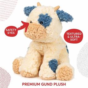 img 2 attached to Cuddly GUND Cow Plush For Ages 1 And Up - Cream/Blue, 10”
