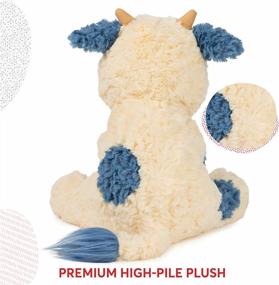 img 1 attached to Cuddly GUND Cow Plush For Ages 1 And Up - Cream/Blue, 10”