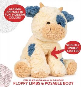 img 3 attached to Cuddly GUND Cow Plush For Ages 1 And Up - Cream/Blue, 10”