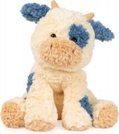 cuddly gund cow plush for ages 1 and up - cream/blue, 10” logo
