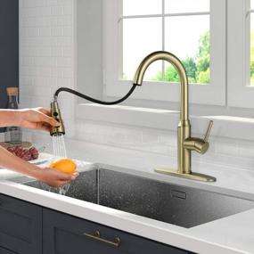 img 1 attached to Arofa Champagne Bronze Kitchen Faucet With Pull Out Sprayer: Upgrade Your Sink With A Single Handle Design And Golden Finish