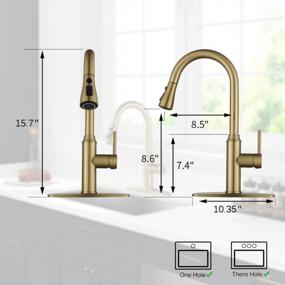 img 3 attached to Arofa Champagne Bronze Kitchen Faucet With Pull Out Sprayer: Upgrade Your Sink With A Single Handle Design And Golden Finish