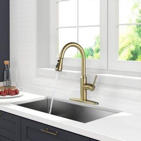 img 2 attached to Arofa Champagne Bronze Kitchen Faucet With Pull Out Sprayer: Upgrade Your Sink With A Single Handle Design And Golden Finish