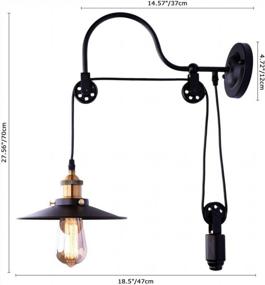 img 3 attached to Adjustable Pulley Wheel Industrial Wall Lamp: Lingkai Wall Sconces With Gooseneck, Black Wall Mounted Light Fixture