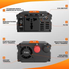 img 1 attached to 🔌 Homkeep 350W Power Inverter 12V to 110V, Modified Sine Wave DC to AC Car Converter with 1 AC Outlet, 1 USB Port 5V/2.1A - Ideal for Home, Outdoor, Camping, RV, Truck, Boat, Laptop