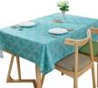 lamberia rectangle polyester fabric tablecloth heavyweight spill-proof and stain resistant, 60"x84" oblong, seats 6-8 people, acid blue logo